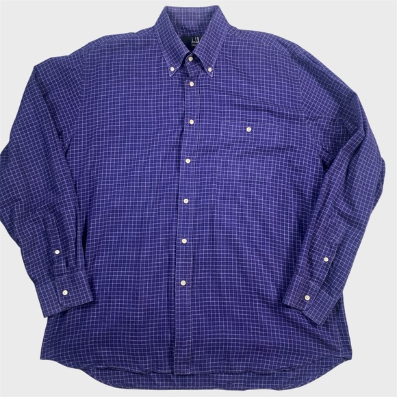 Dunhill Dress Shirt Mens Large Purple Long Sleeve Button Up Cotton Made Italy - Picture 1 of 9